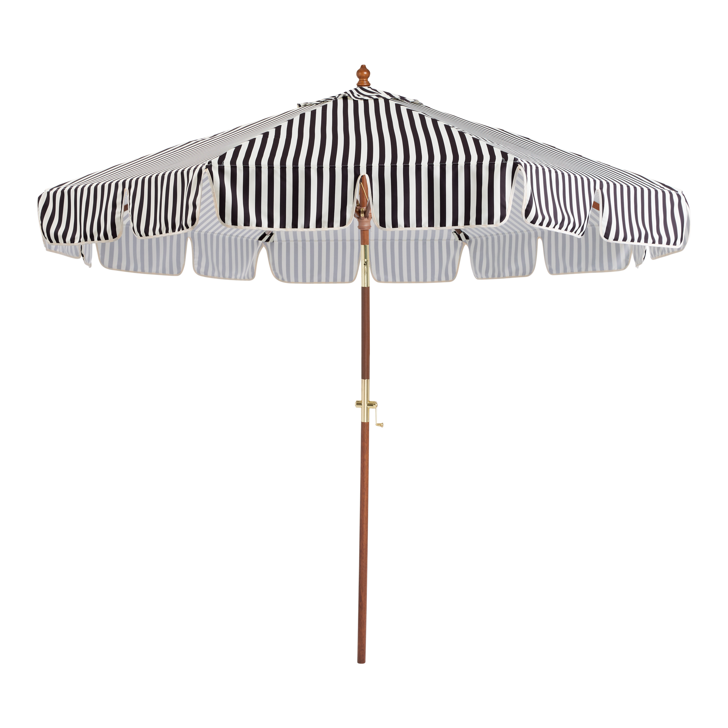 Black Awning Stripe 9 Foot Crank Lift Tilting Patio Umbrella | World Market