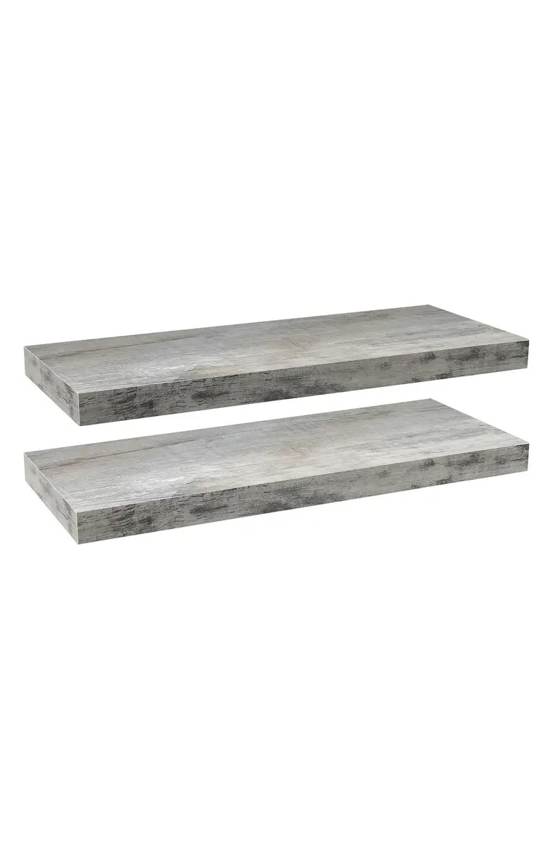 Gray Wood Floating Rectangle Wall Shelf - Set of 2 | Nordstrom Rack