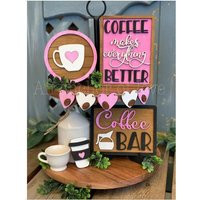 Coffee Themed Tiered Tray -Coffee Bar Decorations-Coffee Decor | Etsy (US)