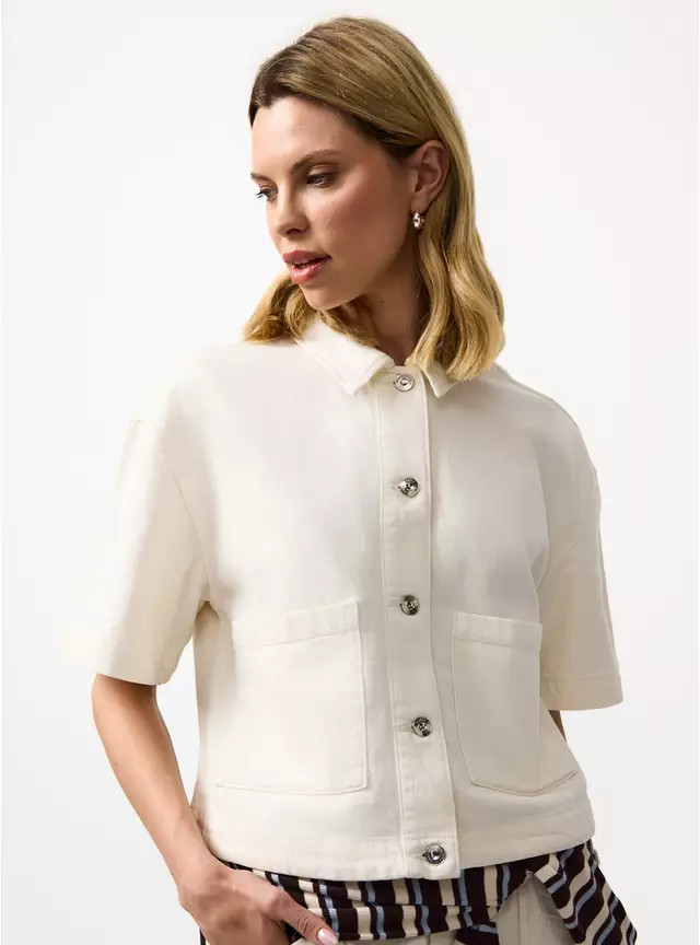 Ecru Boxy Short Sleeve Co-ord Shirt 14 | Tu Clothing