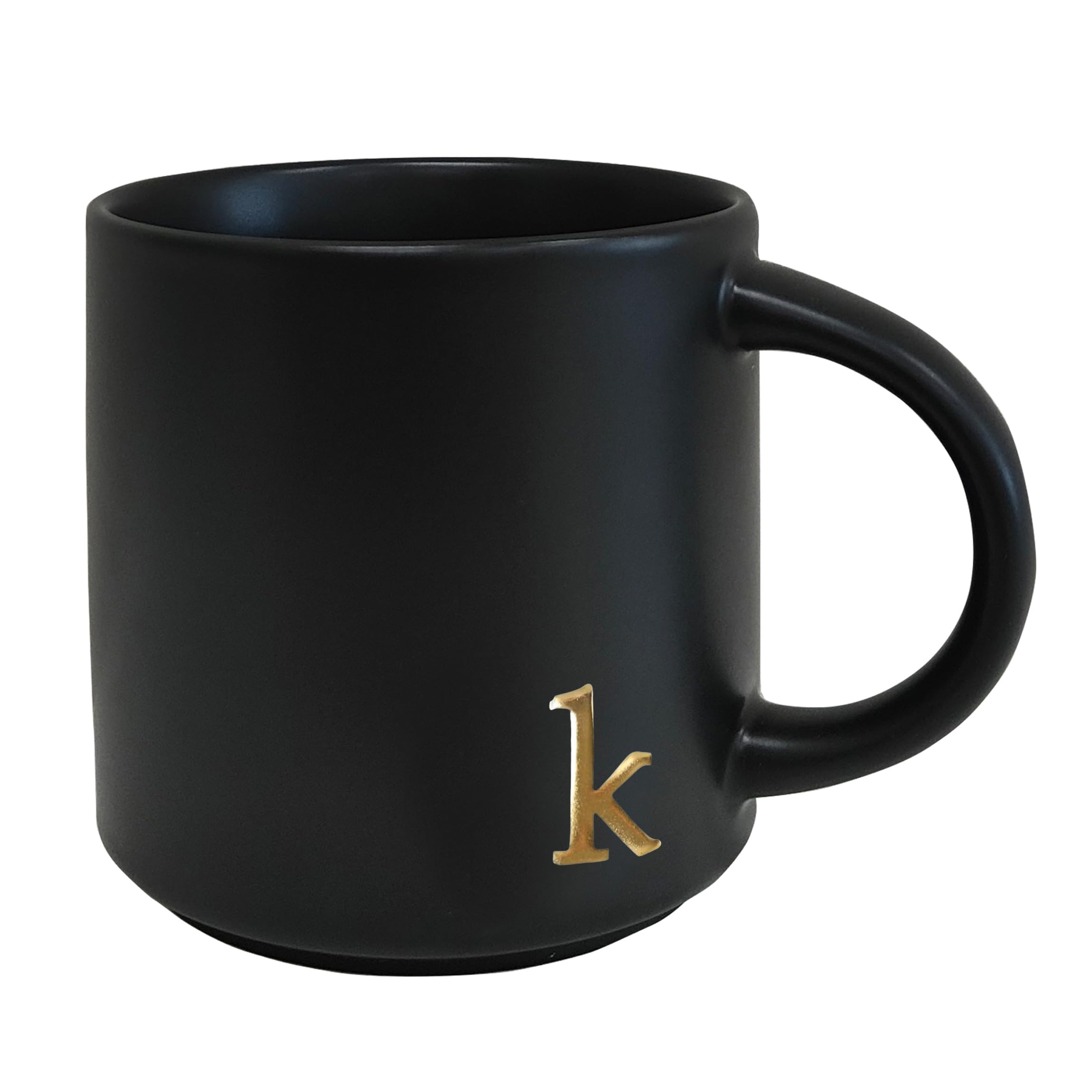 COLLECTIVE HOME - Black Monogram Ceramic Mugs, 15 oz Golden Initial Coffee Cups, Elegant Alphabet... | Amazon (US)