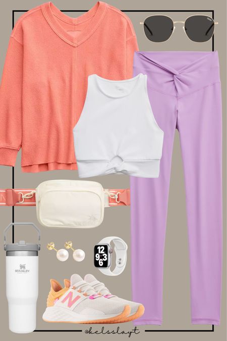 Outfit idea, aerie, workout outfit, athleisure outfit, activewear look, belt bag, Stanley cup, new balance sneakers 

#LTKunder50 #LTKsalealert #LTKfit