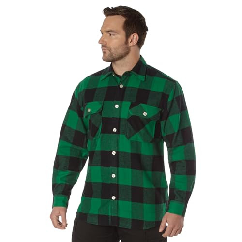Rothco Buffalo Plaid Flannel Long Sleeve Shirt – Casual Button-Down with Heavyweight 8-oz Cotton Mat | Amazon (US)