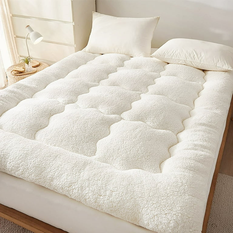 Pinmoco Extra Thick Queen Mattress Topper, Cozy Warm-retaining Sherpa Mattress Pad Pillow Top Thi... | Walmart (US)