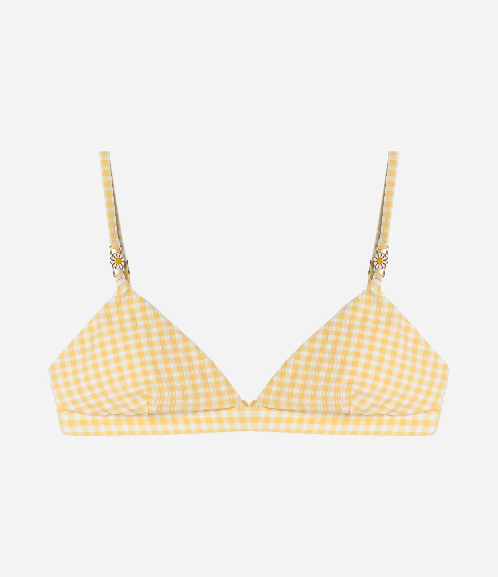 Biquíni Top Triangulo Fixo em Microfibra Vichy com Margaridinha na Alça Amarelo - Lojas Renner | Renner (BR)