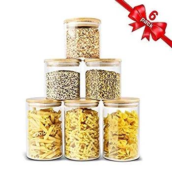 Glass Jar with Bamboo Lids by , Glass Airtight food Storage Containers, Glass Canister with Lids, Pa | Walmart (US)