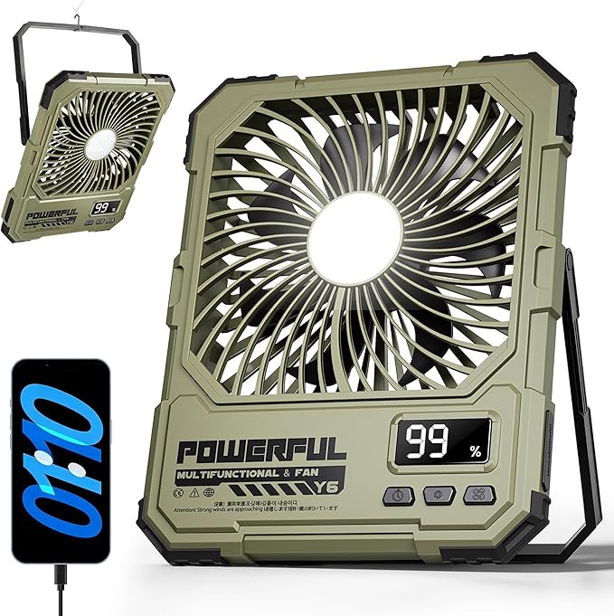 20000mAh Battery Powered Fan, Ultra-Slim Portable Rechargeable Camping Fan, Cordless Rechargeable... | Amazon (US)