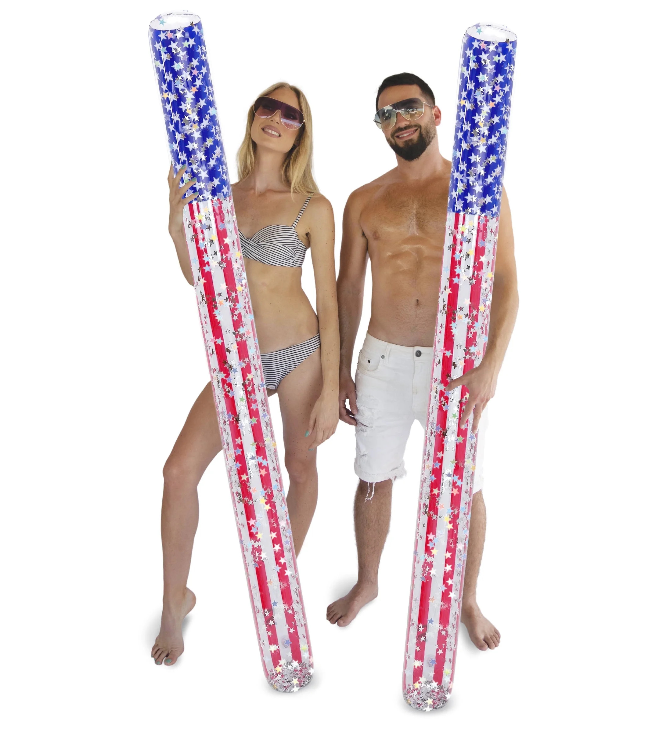 POZA 2 Pack Inflatable USA Flag Jumbo Pool Noodles Floats - Premium Luxurious 74 Inch Giant Water... | Walmart (US)