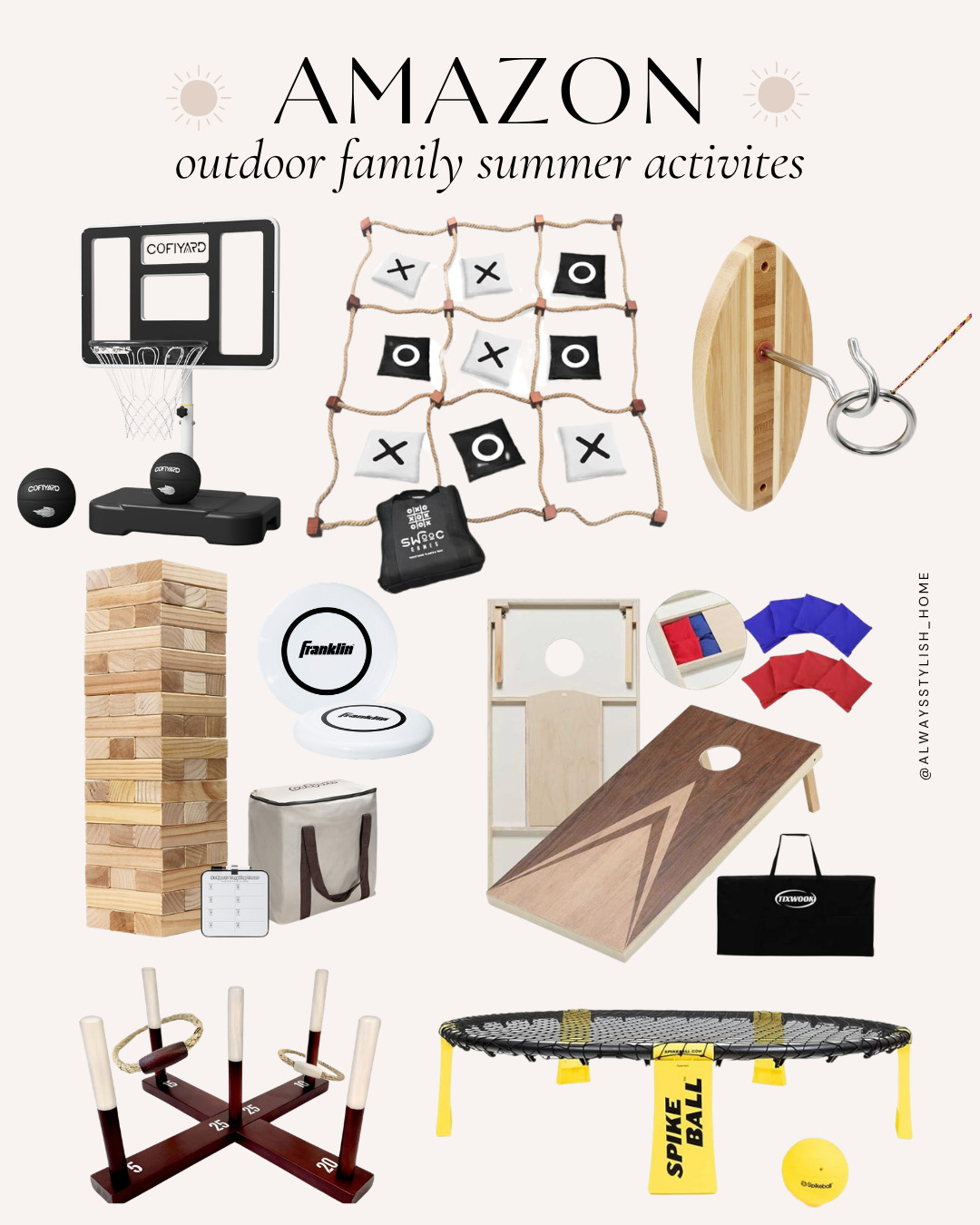 Amazon summer finds that make hosting & backyard nights so much more fun ☀️🎯 From outdoor games to poolside activities, these are the kinds of finds that turn an ordinary summer day into a memory. Perfect for beach days, BBQs, lake weekends, family gatherings, and entertaining all season long 🤍 Everything in this collage is affordable, fun, and Amazon Prime-ready for summer!

#AmazonSummerFinds #OutdoorGames #SummerHosting #BackyardFun #AmazonHomeFinds #PoolsideEssentials 

 #LTKSeasonal #LTKHome #LTKKids