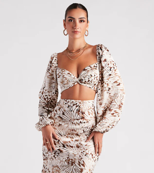 Fly By Satin Butterfly Crop Top | Windsor Stores