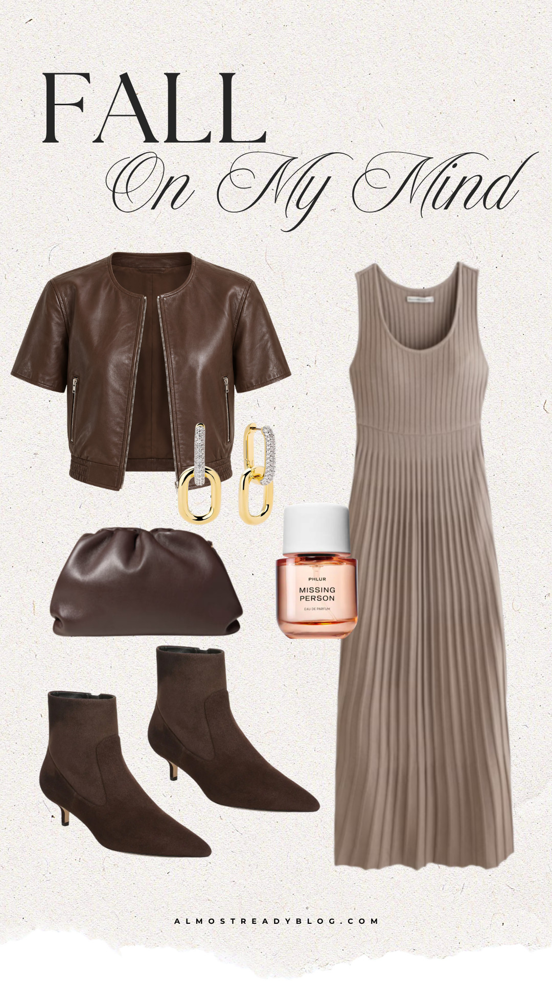 A chic fall outfit in rich neutral tones featuring a pleated maxi dress, brown jacket, ankle boots, statement earrings, and a classic clutch. Dress is 25% off.

fall outfit inspiration, neutral fall outfit, brown fall fashion, pleated maxi dress, fall date night, chic fall style, brown ankle boots, fall fashion finds, autumn outfit ideas, fall accessories

#LTKOver40 #LTKSaleAlert #LTKPetite
