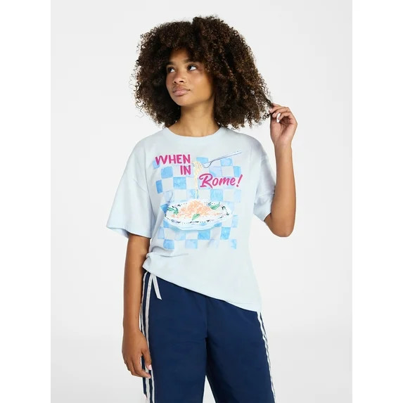 Weekend Academy Girls Oversized Graphic Tee with Short Sleeves, Sizes 4-18 | Walmart (US)