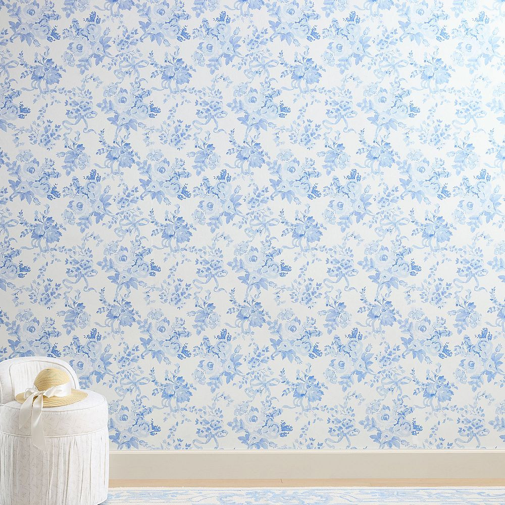 LoveShackFancy Damask Blue Floral Wallpaper | Pottery Barn Teen