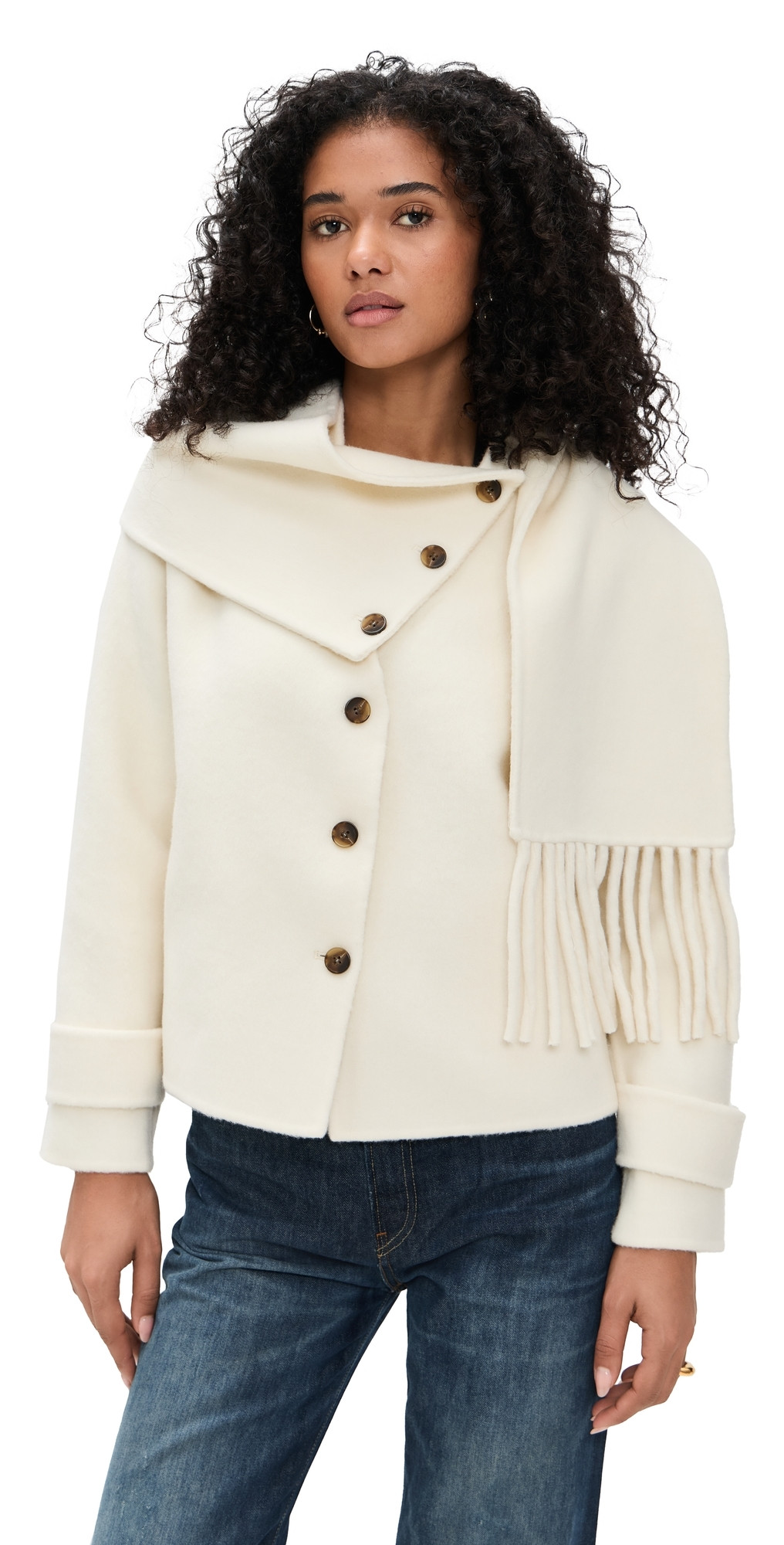 Line & Dot Sofia Scarf Jacket Cream S | Shopbop