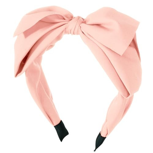 Fengek Big Pink Bow Headband for Women - Wide Turban Knotted Bow Hair Accessories, Elegant Hair Bow Headbands for Valentines & Daily Use | Amazon (US)
