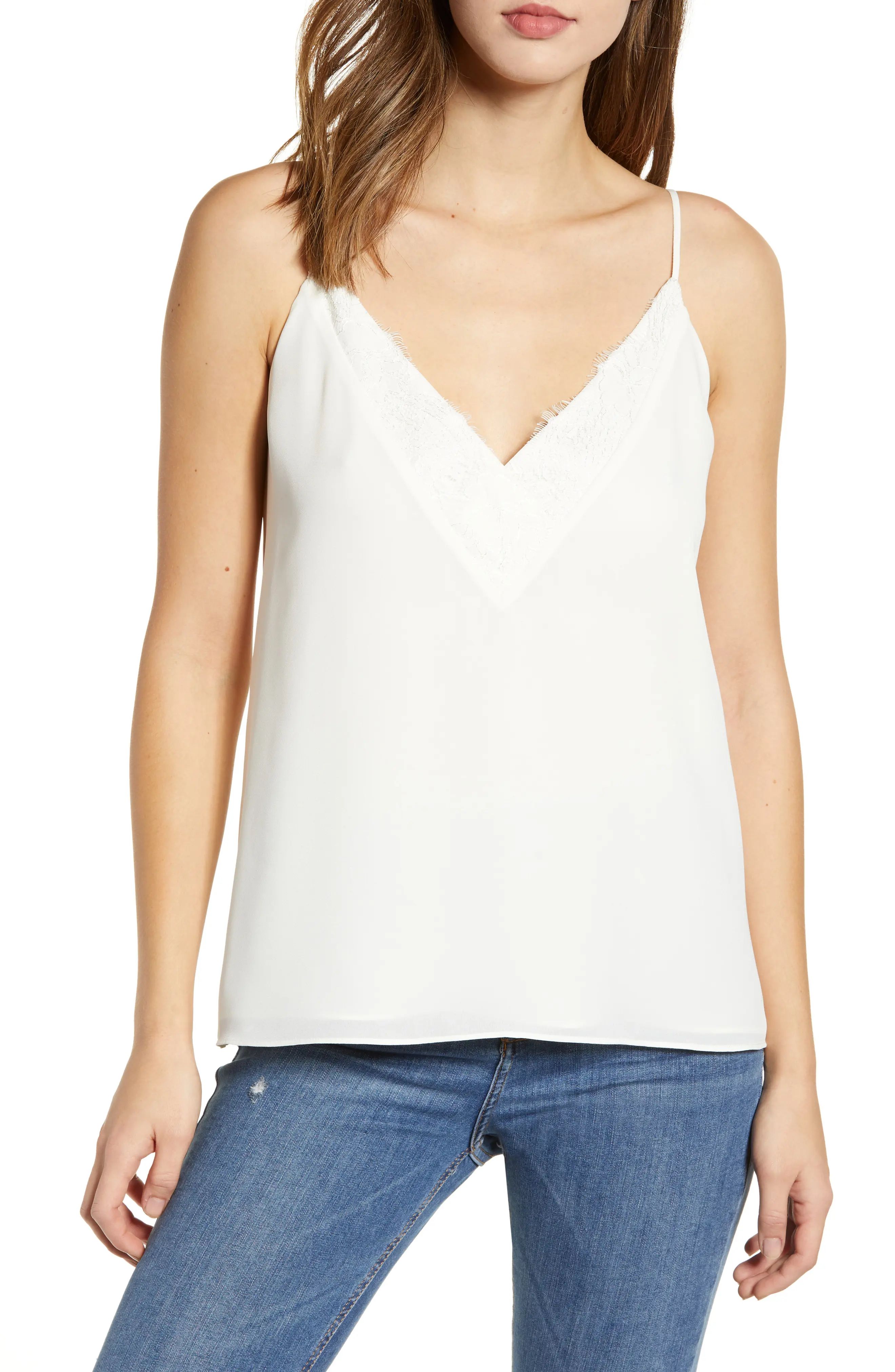Women's Socialite Lace Trim Camisole Top, Size X-Small - Ivory | Nordstrom
