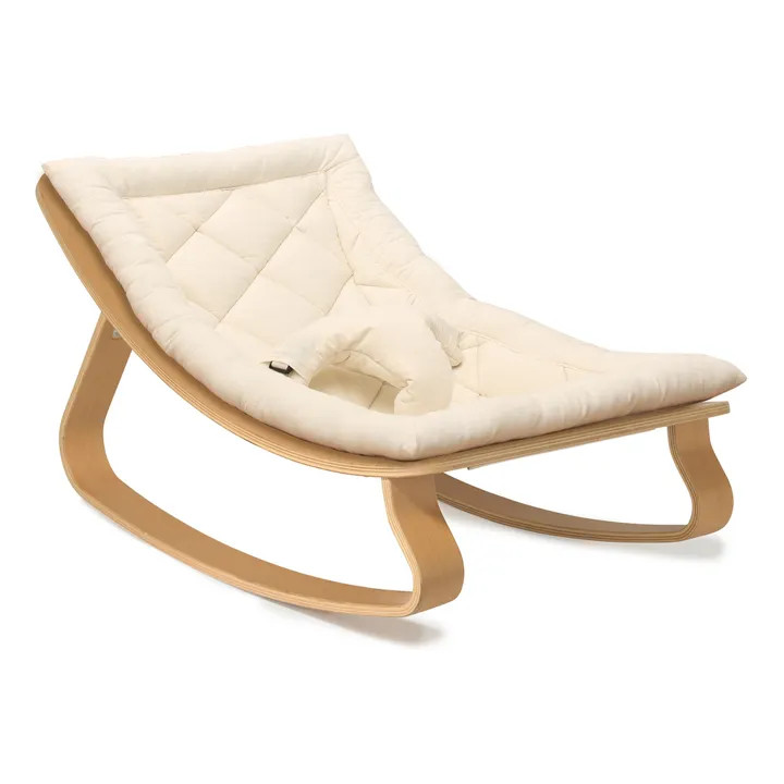 Levo Baby Bouncer - Beech & Ecru Organic Cotton Cushion | Ecru | Smallable