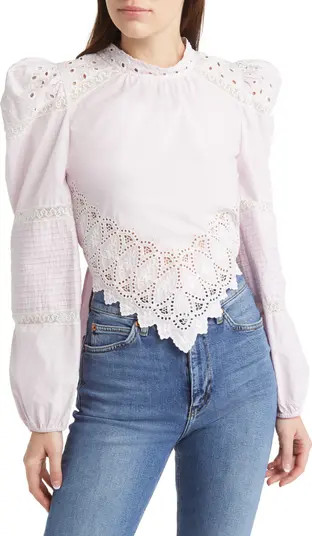 LoveShackFancy Hito Eyelet & Lace Open Back Top | Nordstrom | Nordstrom