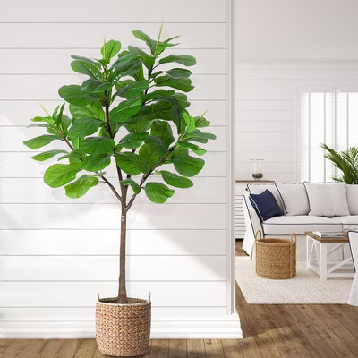 Whizmax Artificial Fiddle Leaf Fig Tree 5.8ft Tall with 65 Decorative Leaves, Fake Fig Silk Tree in Pot for Home Office, Living Room, Corner Decor | Target