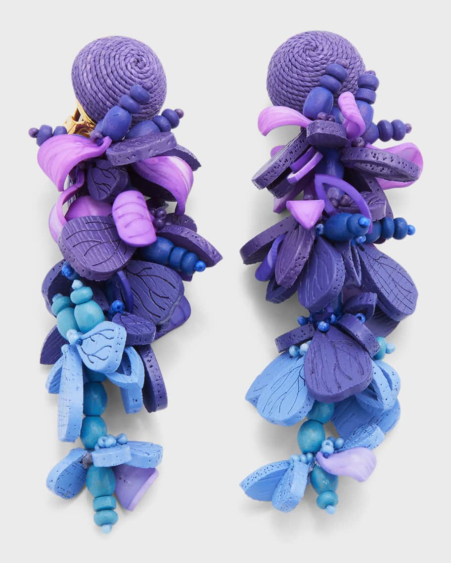 Oscar de la Renta Wooden Flower Cluster Earrings | Neiman Marcus