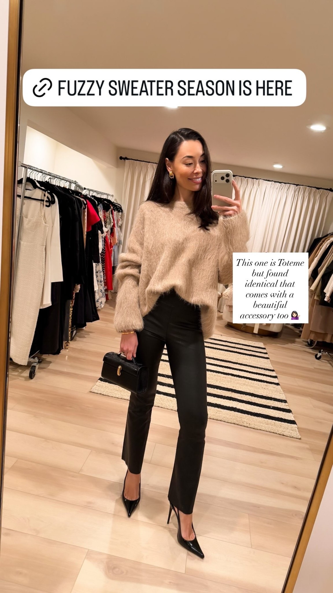 This one is Toteme but found identical that comes with a beautiful accessory too 💁🏻‍♀️ fall sweater, leather leggings, fall outfit.

#LTKSeasonal #LTKootd #LTKdayinmylife