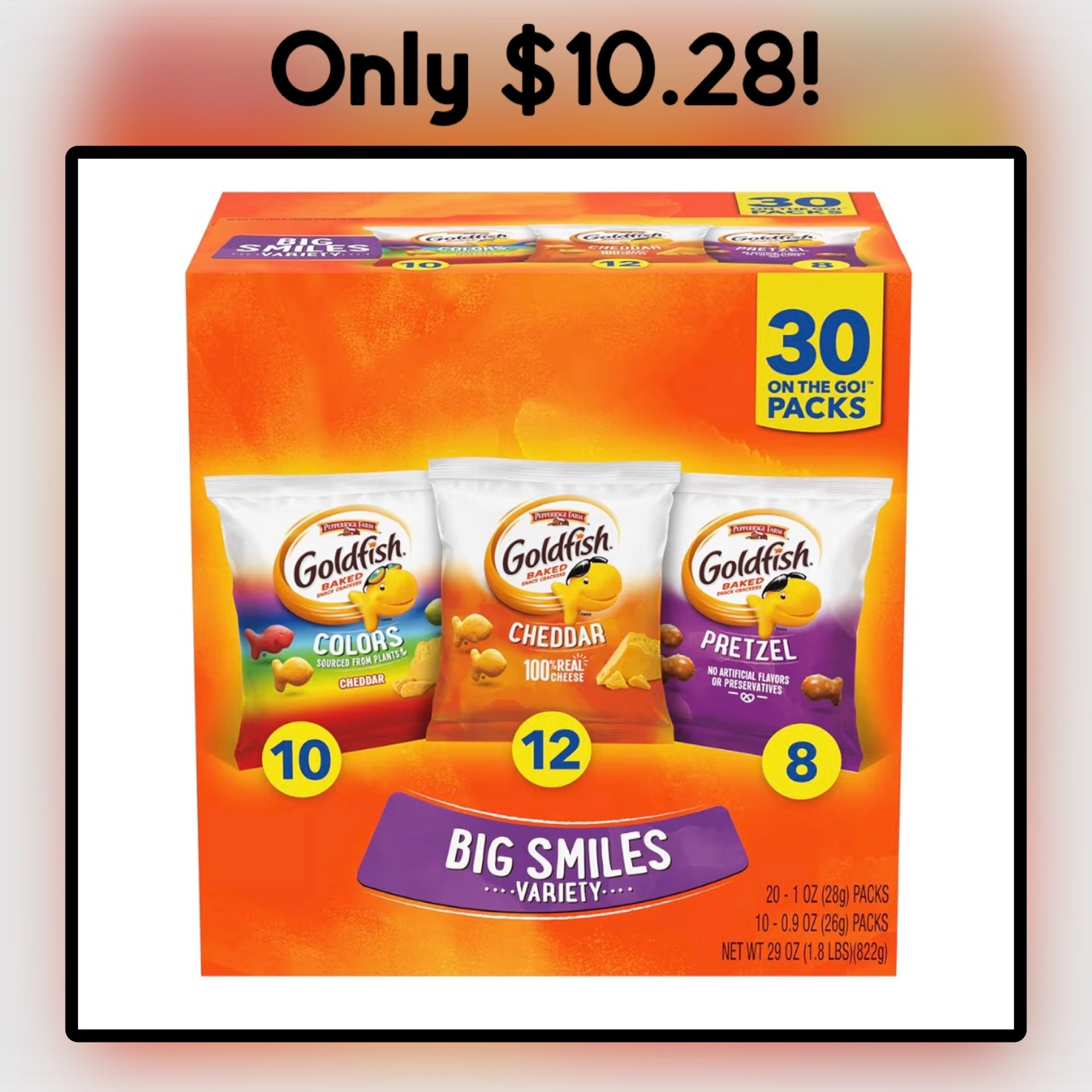 This popular Goldfish Variety Pack is down to only $10.28 today at Amazon! Excellent deal for this - it usually retails for over $15, and is rarely marked down this much. Perfect for Summer snacking!

#LTKSaleAlert #LTKfoodie #LTKKids