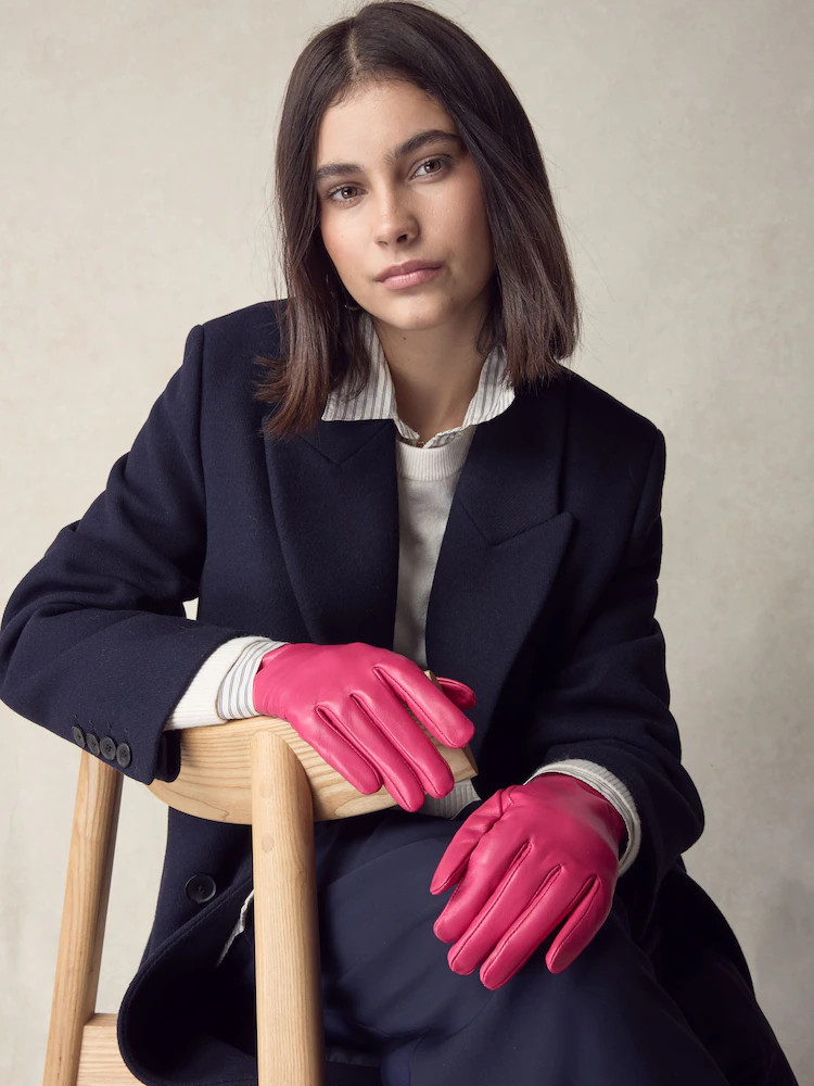 Hot Pink Leather Gloves | Next US