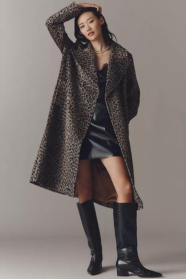 Leopard Wool Blend Coat Jacket | Anthropologie (US)