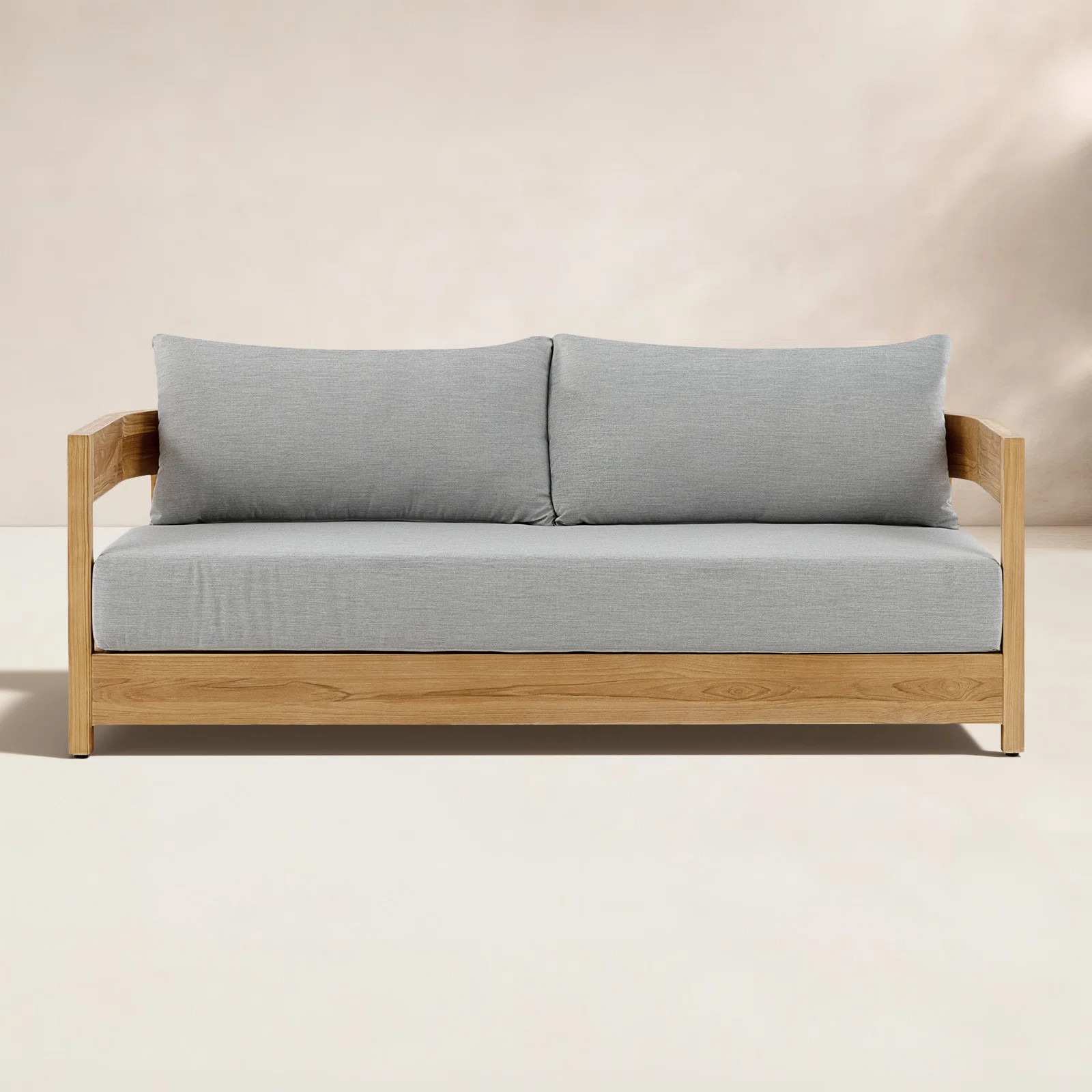 Everlee Outdoor Sofa, Sunbrella Canvas Natural FSC Teak | Wayfair North America