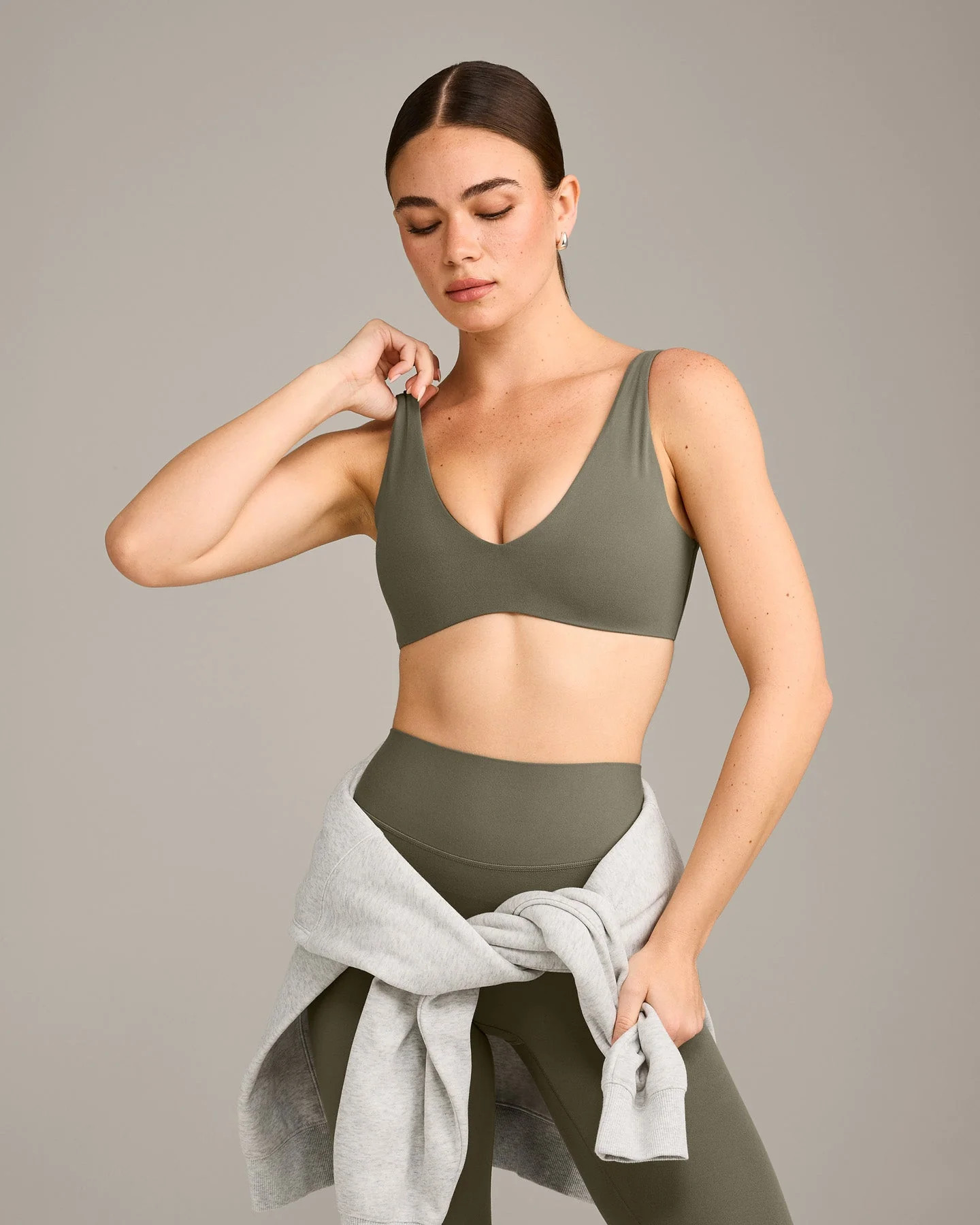 SoftMotion™ Scoop Back Bralette with Grey Logo 
 Alpine Green | Oner Active (UK / US)