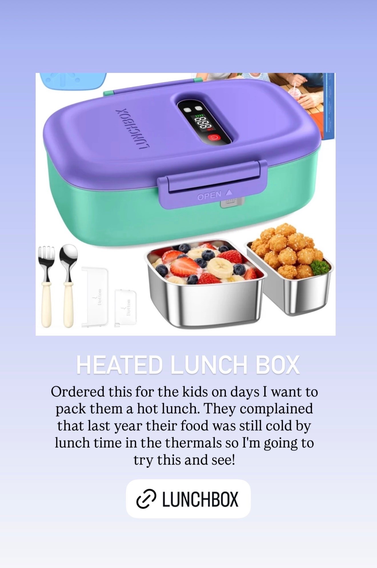 Heated lunchbox @Walmart

#LTKHome #LTKfoodie #LTKKids