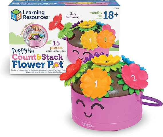 Learning Resources Poppy the Count & Stack Flower Pot - 15 Pieces, Ages 18+ Months Fine Motor Ski... | Amazon (US)