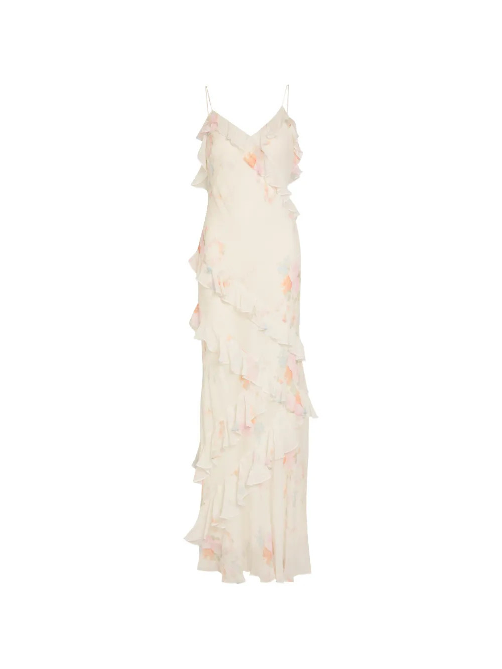 LoveShackFancy Rialto floral-print ruffled maxi dress - Neutrals | Farfetch Global