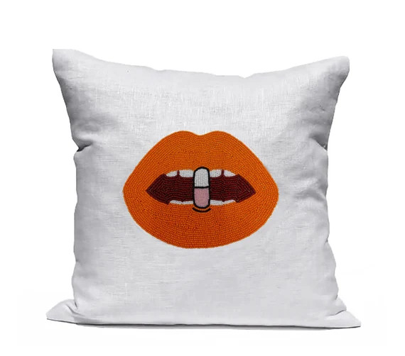Pink Chill Pill Pillow Cover Orange Pop Art Pillow Case - Etsy | Etsy (US)