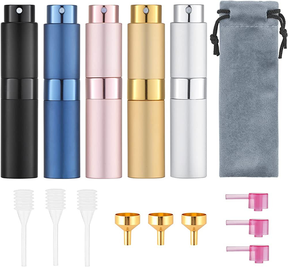 Tekson 5PCS 8ml Travel Perfume Atomizer Refillable, Mini Cologne Spray Bottle Empty, Small Afters... | Amazon (US)