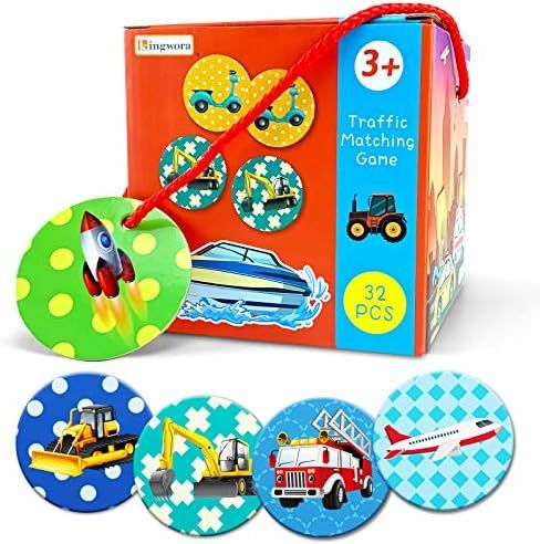 Memory Card Game-16 Pairs Transportation Theme Memory Matching Games for Kids 3 and Up,Memory Matchi | Amazon (US)