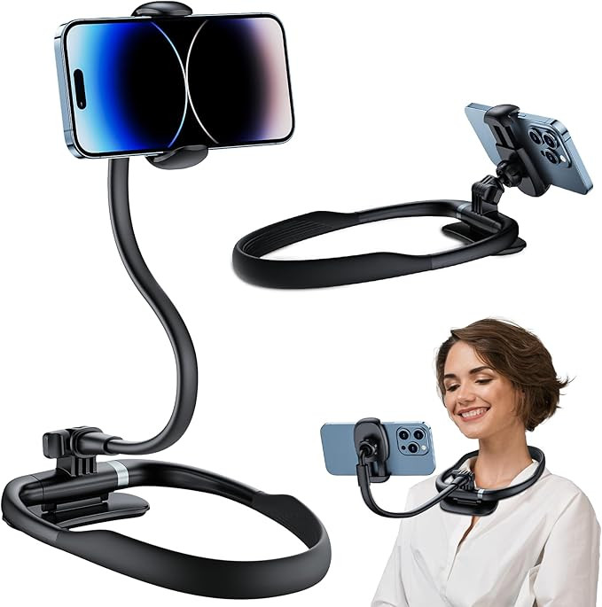 Neck Phone Holder Stand for Bed: Gooseneck Flexible Neckband [Compatible Desktop use] Cellphone M... | Amazon (US)