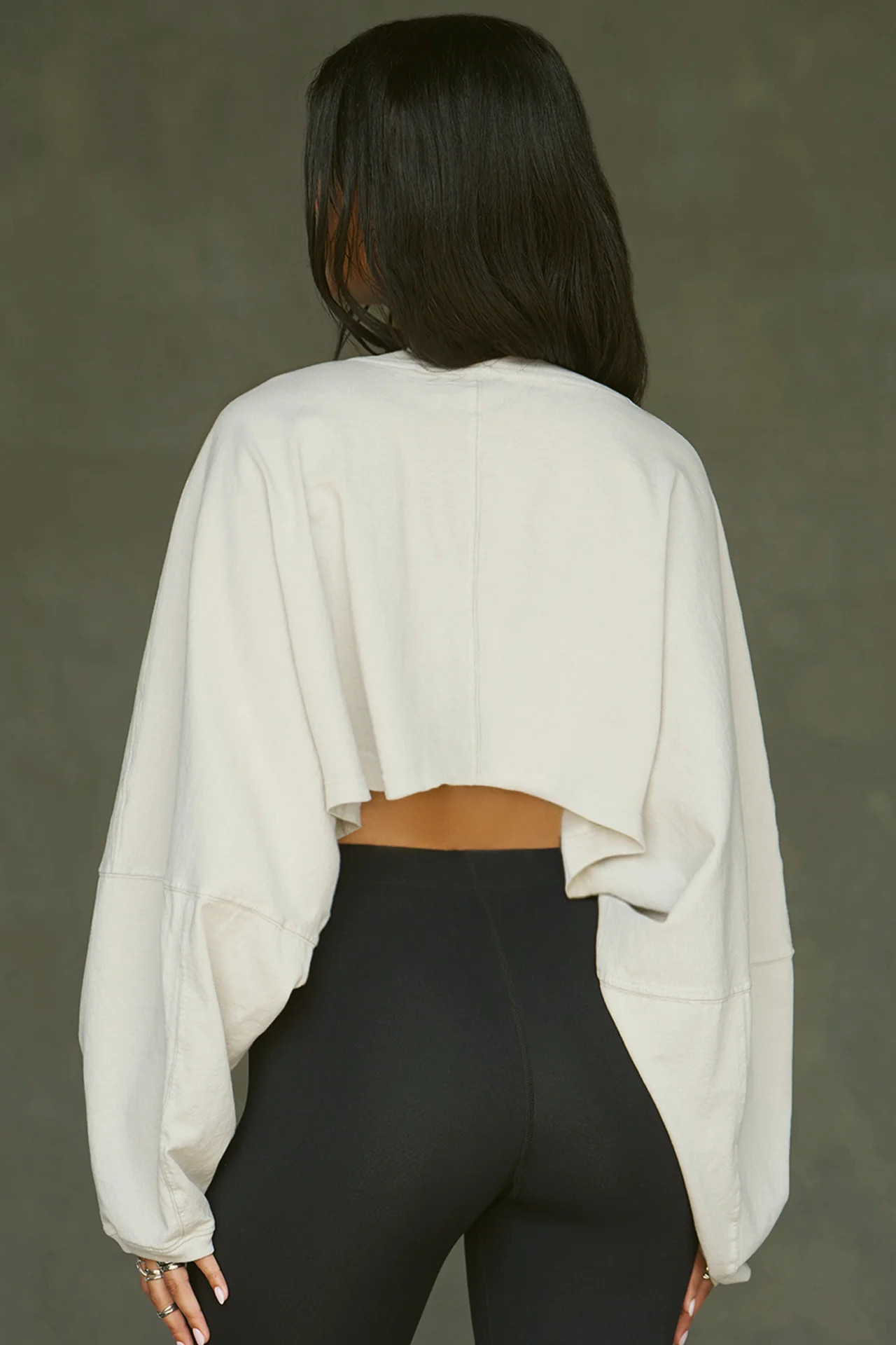 Slouchy Crop Long Sleeve - Fog Cotton | Joah Brown