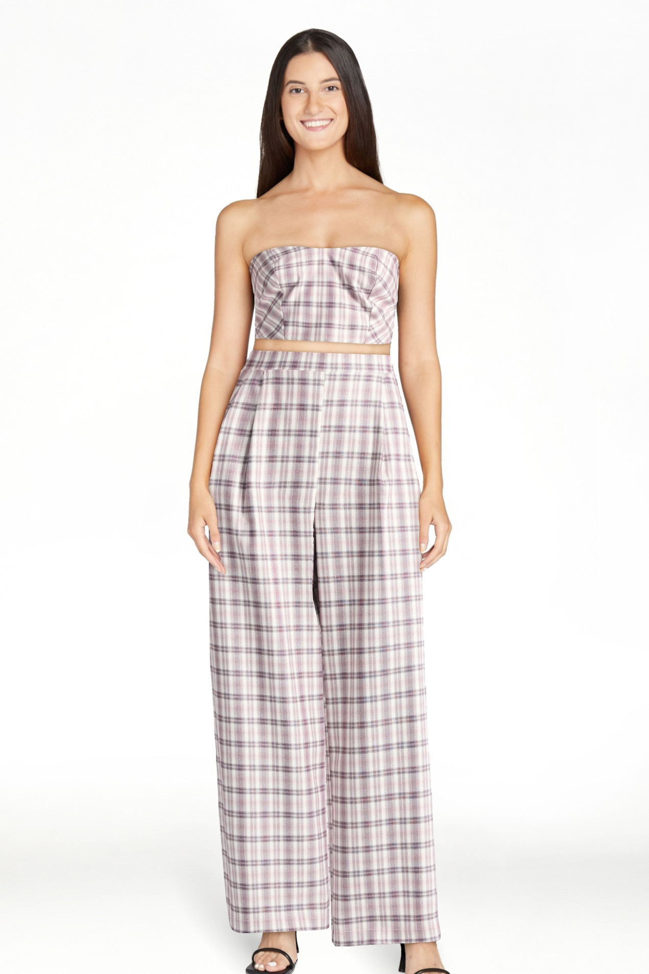No Boundaries Sweetheart Neck Tube Top and Wide Leg Pants Set, 2-Piece, Women's | Walmart (US)