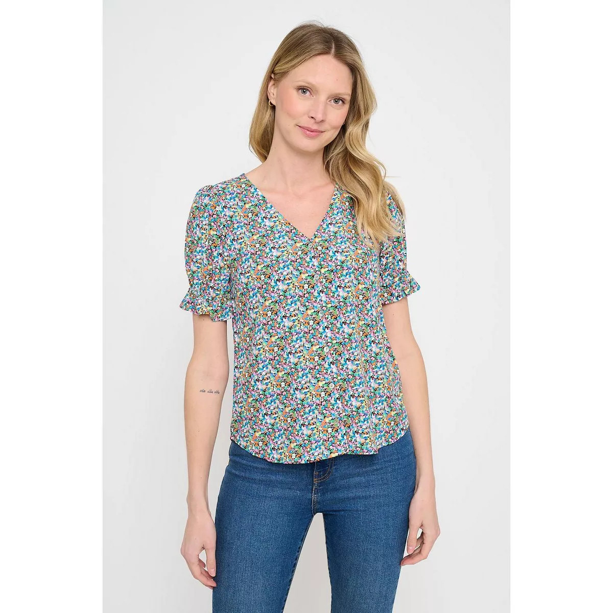 WEST K Women's Danielle Vneck Button Down Blouse - X Large - Geo Multi | Target