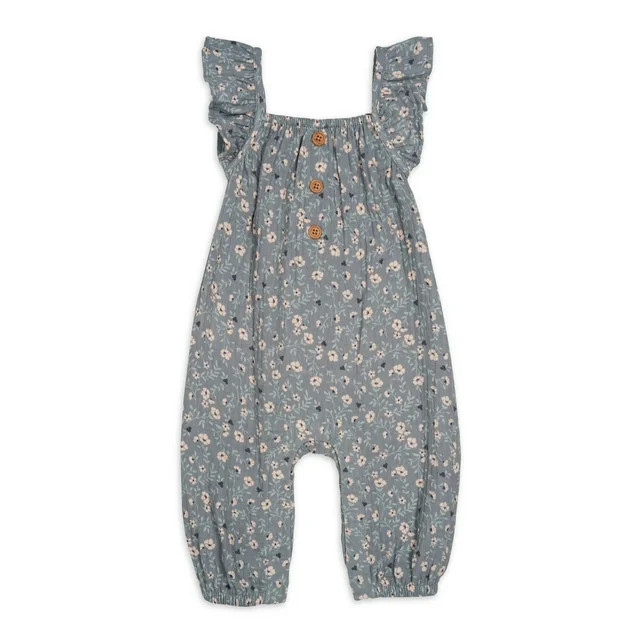 Modern Moments by Gerber Baby Girl Long Leg Romper, Sizes 0/3 Months - 24 Months | Walmart (US)