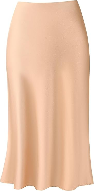 Keasmto Leopard Skirt for Women Midi Length High Waist Silk Satin Elasticized Cheetah Casual Ladi... | Amazon (US)