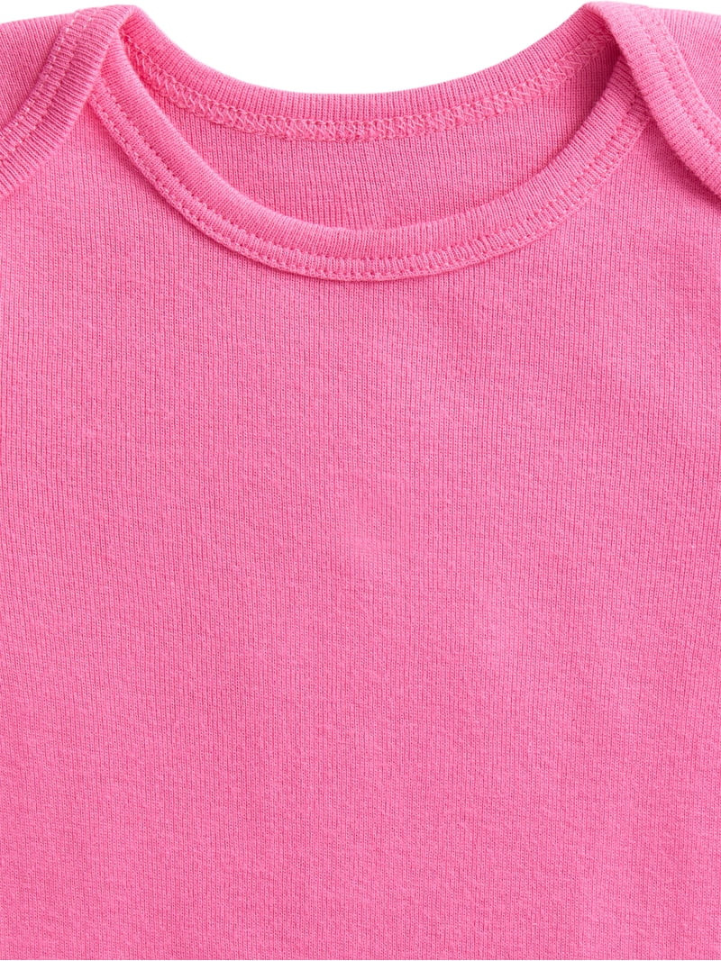 Wonder Nation Organic Cotton Baby Girls Cotton Bodysuit with Long Sleeves, 4-Pack, Sizes 12M-24M | Walmart (US)