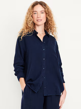 Button-Down Linen-Blend Striped Shirt | Old Navy | Old Navy (US)