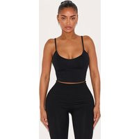 Shape Black Cotton Strappy Crop Top, Black | PrettyLittleThing UK
