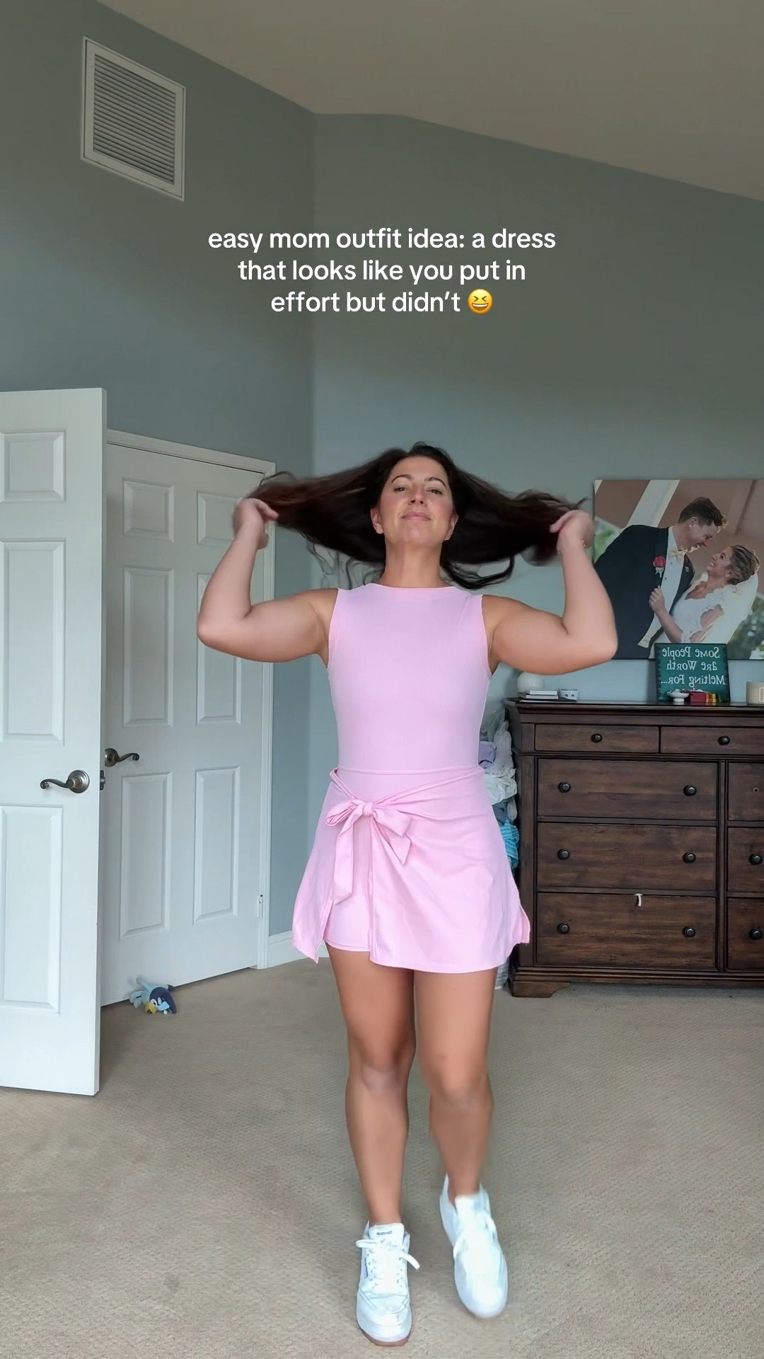 sometimes the best outfits are the ones that trick people into thinking you tried. this amazon tennis dress is exactly that — you throw it on, it has built-in shorts, and suddenly you look polished and put together when really it took about 10 seconds. wearing a medium in the pink.

easy mom outfit. cute mom outfit ode  amazon tennis dress, pink athletic dress, golf dress with built in shorts, easy mom outfits, casual summer dress, workout romper dress, sporty tennis dress, affordable athletic wear, amazon activewear find, everyday dress with shorts


#LTKFamily #LTKActive #LTKStyleTip