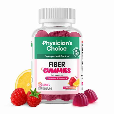 Physician’s Choice Fiber Gummies for Digestive Health & Regularity - Raspberry Lemon Flavor - 60ct | Walmart (US)