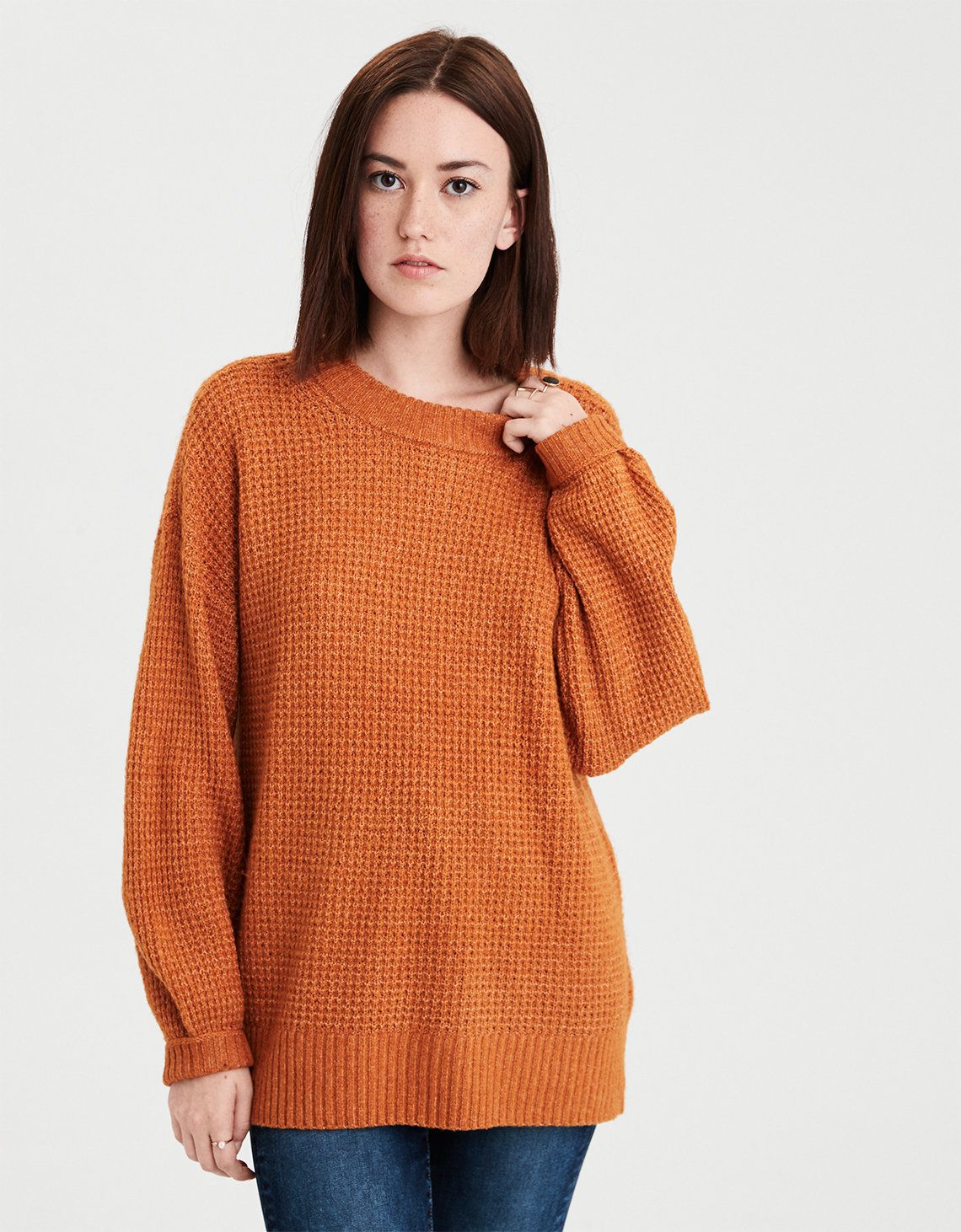 AE Cloudspun Sweater, Mustard | American Eagle Outfitters (US & CA)