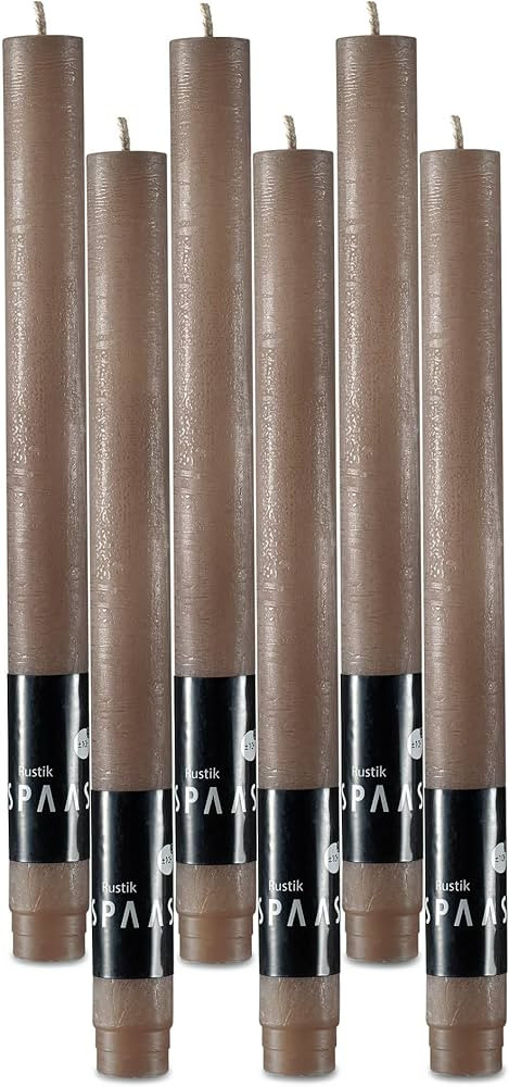 SPAAS Rustic Taupe Dinner Candles - 10" Tall Rustic Taupe Candles, Set of 6 - Unscented Decorativ... | Amazon (US)