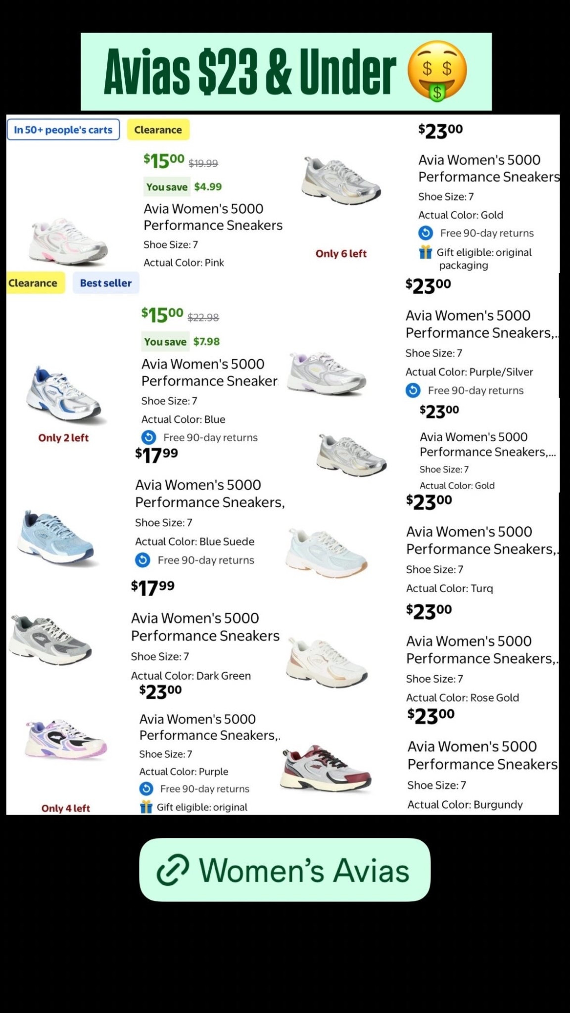 Walmart Avias! 👟🤑 $25-$15 #avias #avia #walmart #walmartshoes #walmartsneakers #under20 #under20sneakers #under25 #under25sneakers

#LTKActive #LTKTravel #LTKfitnessgoals